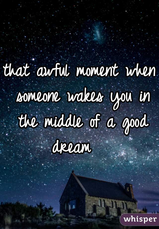 that awful moment when someone wakes you in the middle of a good dream   