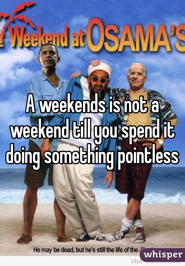 A weekends is not a weekend till you spend it doing something pointless 