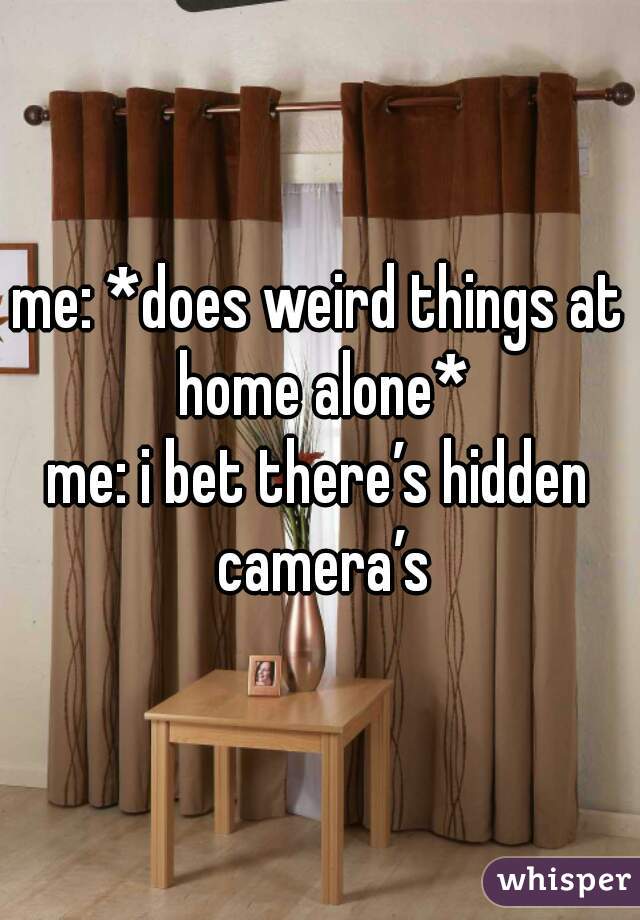 me: *does weird things at home alone*
me: i bet there’s hidden camera’s