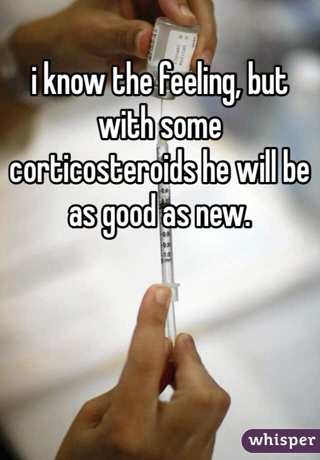 i know the feeling, but with some corticosteroids he will be as good as new.