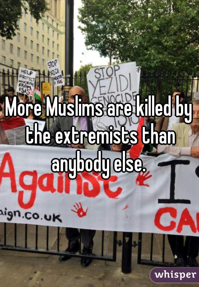 More Muslims are killed by the extremists than anybody else. 