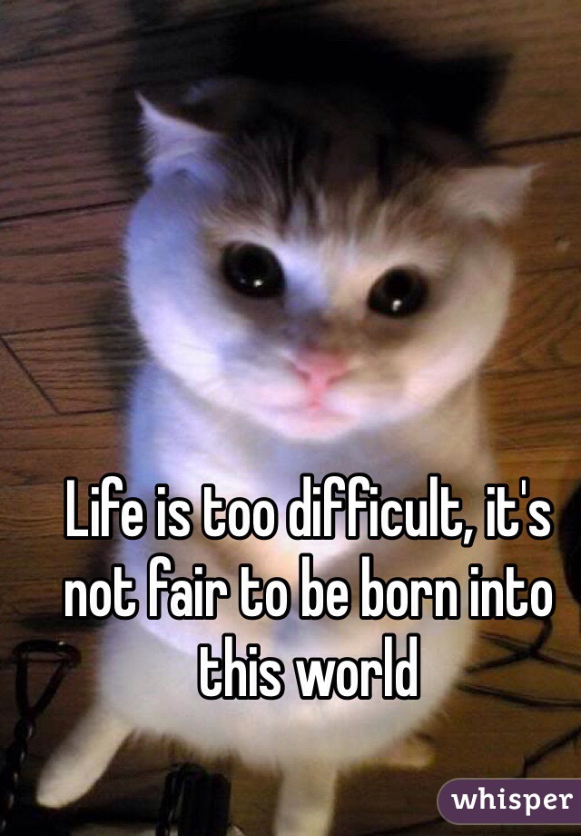 Life is too difficult, it's not fair to be born into this world