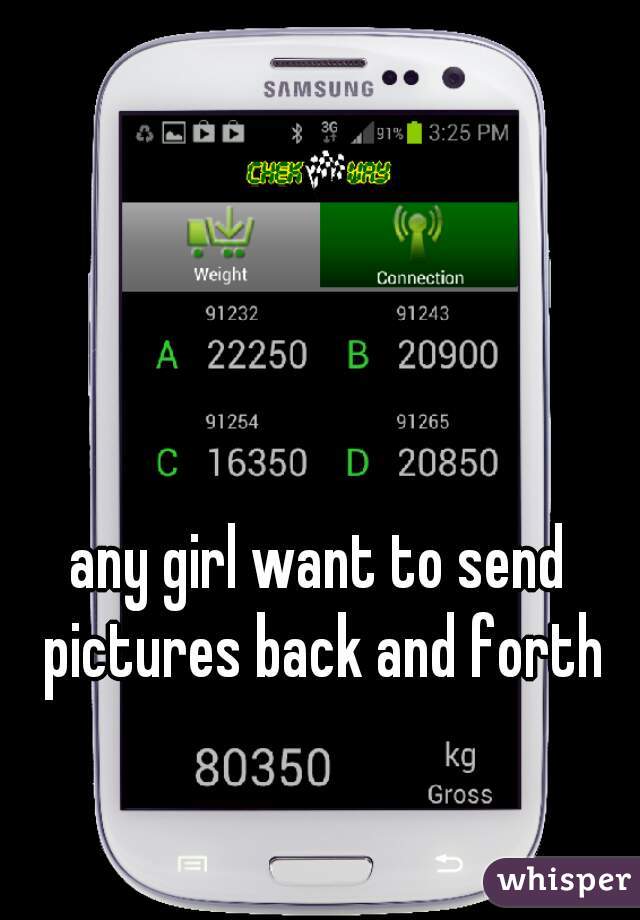 any girl want to send pictures back and forth