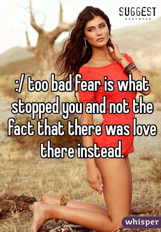 
:/ too bad fear is what stopped you and not the fact that there was love there instead.