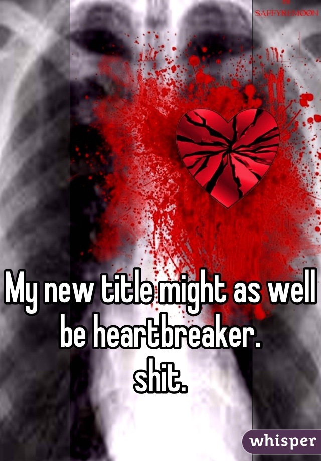 My new title might as well be heartbreaker. 
shit.