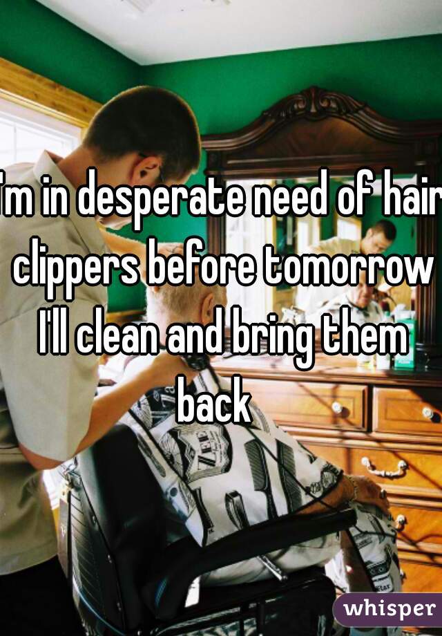 I'm in desperate need of hair clippers before tomorrow I'll clean and bring them back  