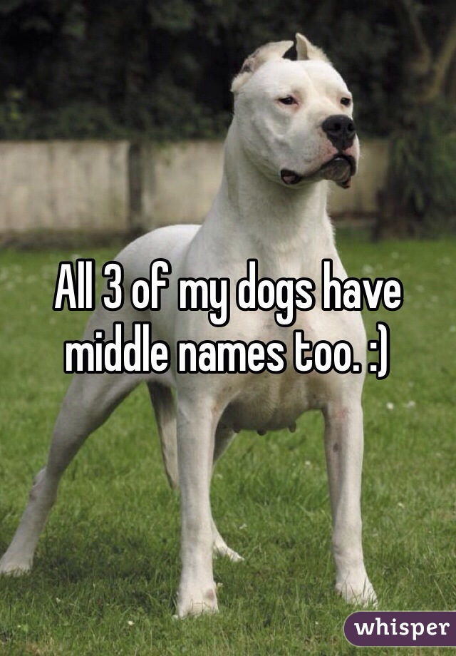 All 3 of my dogs have middle names too. :)