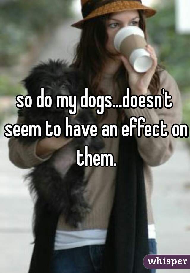 so do my dogs...doesn't seem to have an effect on them.