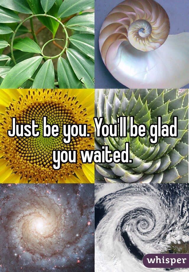 Just be you. You'll be glad you waited. 