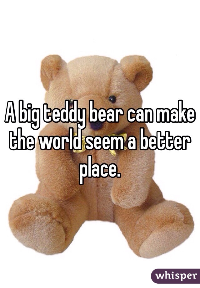 A big teddy bear can make the world seem a better place. 