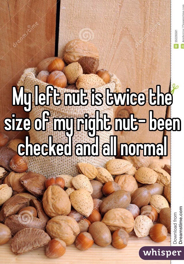 My left nut is twice the size of my right nut- been checked and all normal 