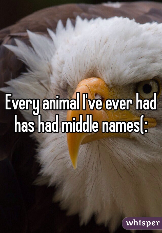 Every animal I've ever had has had middle names(: 