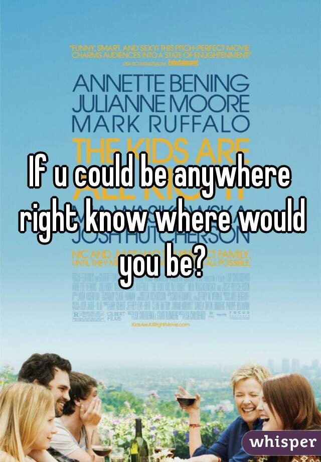 If u could be anywhere right know where would you be?