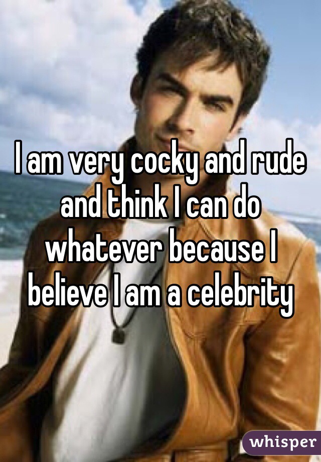 I am very cocky and rude and think I can do whatever because I believe I am a celebrity 