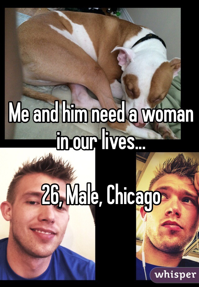 Me and him need a woman in our lives...

26, Male, Chicago 