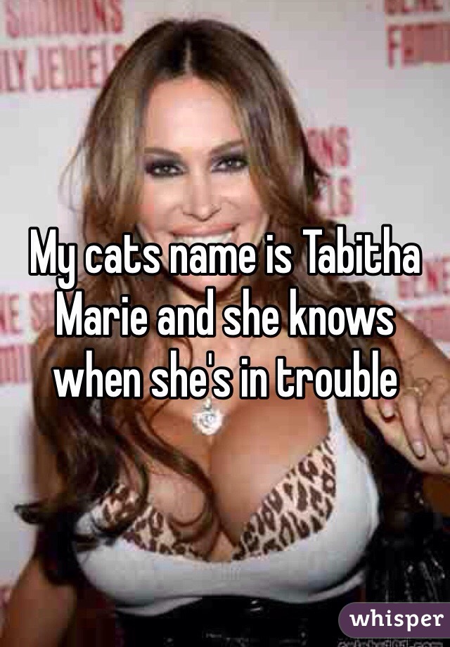 My cats name is Tabitha Marie and she knows when she's in trouble 