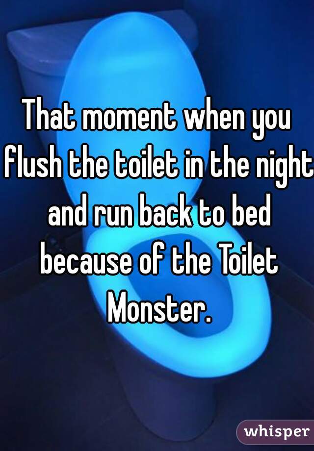 That moment when you flush the toilet in the night and run back to bed because of the Toilet Monster.