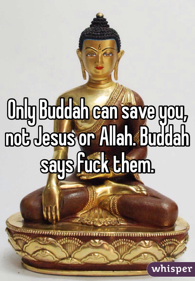 Only Buddah can save you, not Jesus or Allah. Buddah says fuck them. 