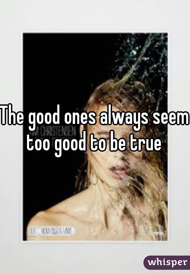 The good ones always seem too good to be true 