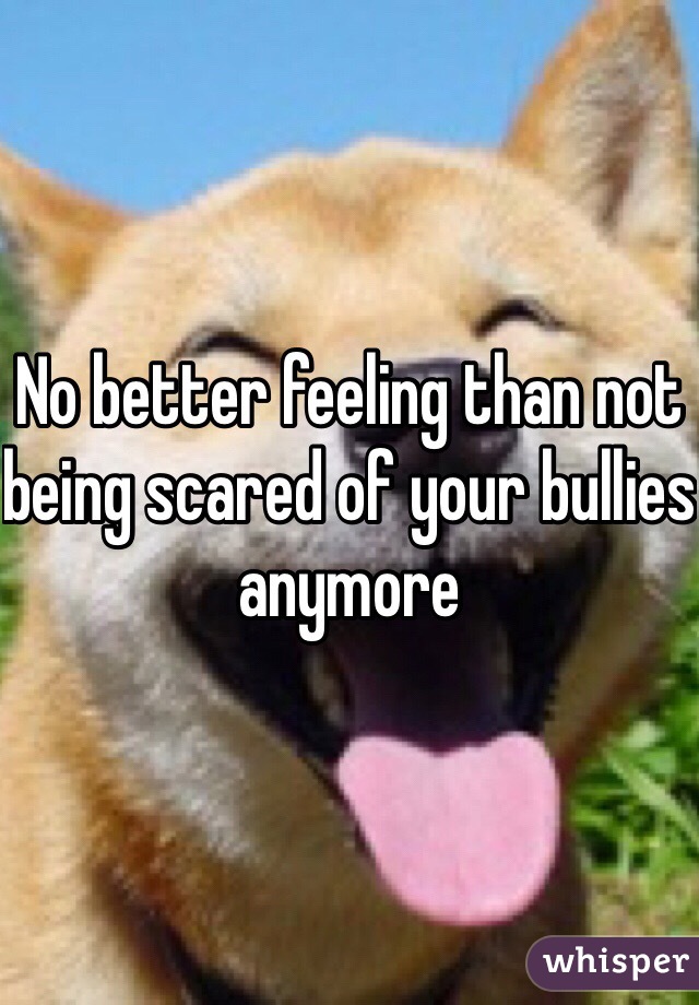 No better feeling than not being scared of your bullies anymore