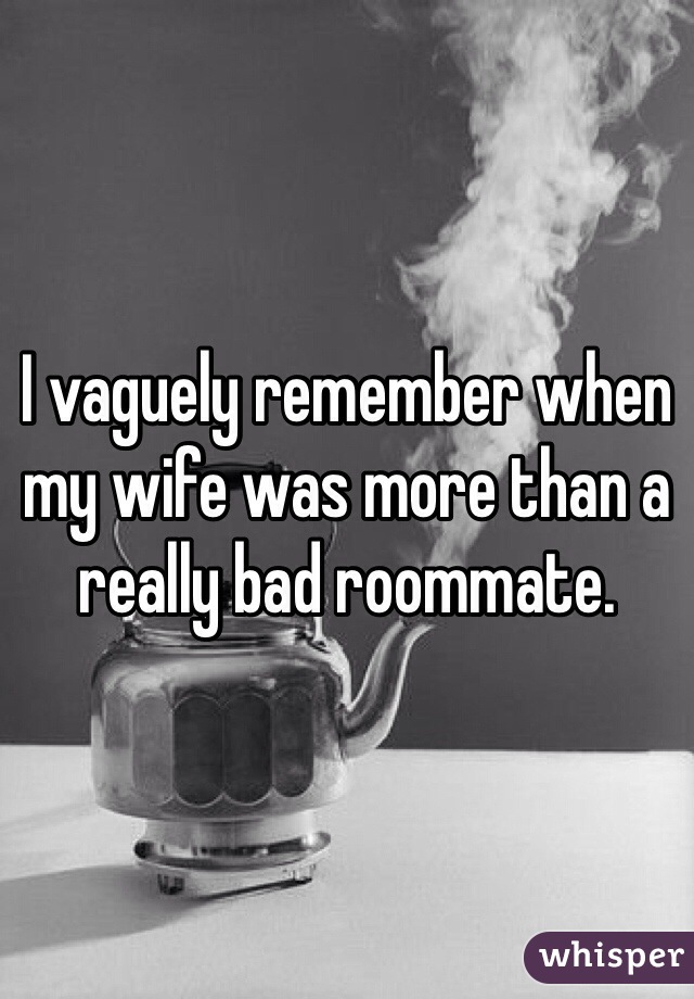 I vaguely remember when my wife was more than a really bad roommate. 
