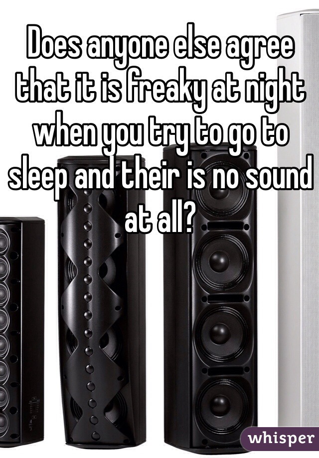Does anyone else agree that it is freaky at night when you try to go to sleep and their is no sound at all?