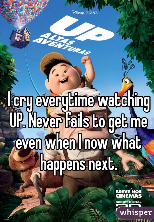 I cry everytime watching UP. Never fails to get me even when I now what happens next. 