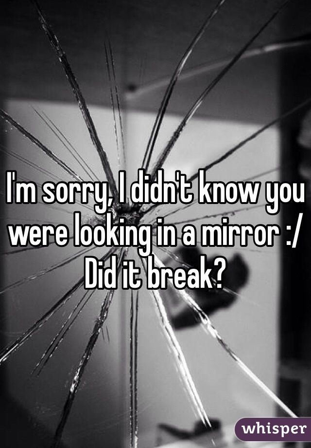 I'm sorry, I didn't know you were looking in a mirror :/ 
Did it break? 