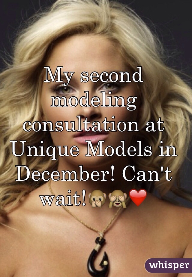 My second modeling consultation at Unique Models in December! Can't wait!🙊🙈❤️