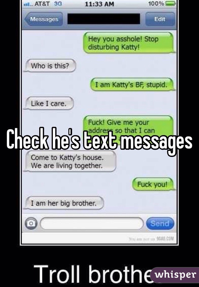 Check he's text messages