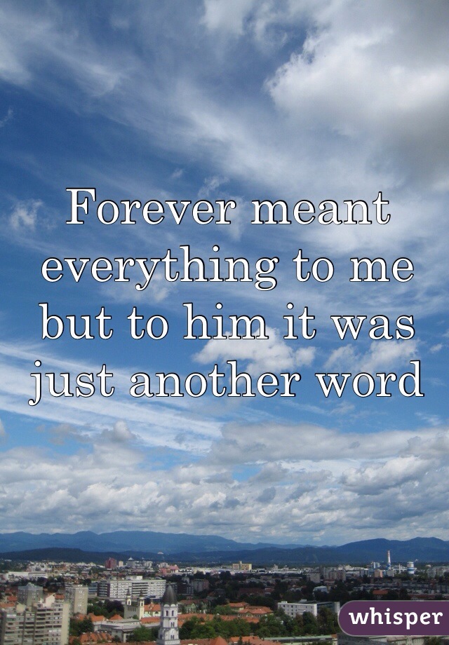 Forever meant everything to me but to him it was just another word