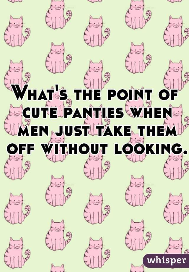 What's the point of cute panties when men just take them off without looking.  
