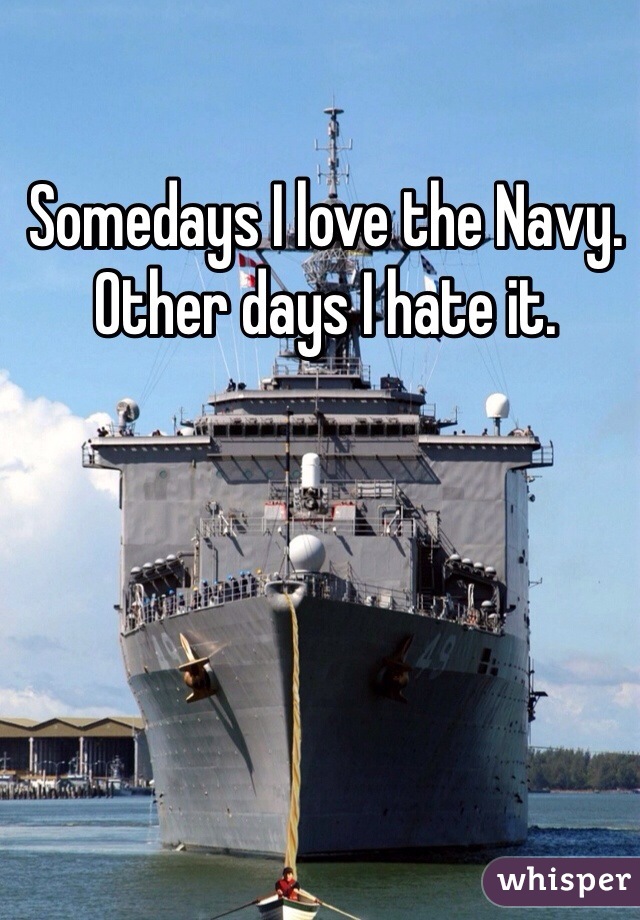 Somedays I love the Navy. Other days I hate it. 