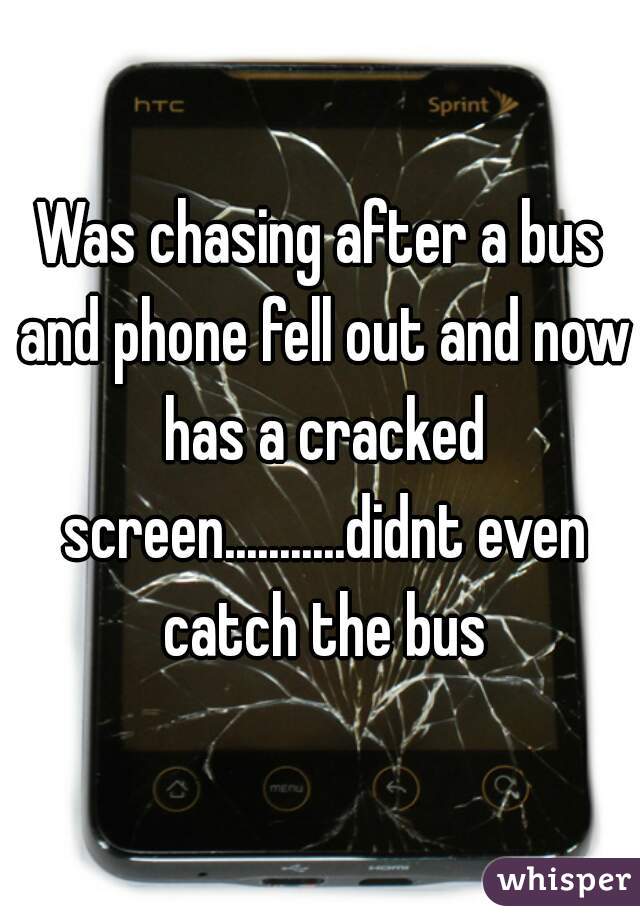Was chasing after a bus and phone fell out and now has a cracked screen...........didnt even catch the bus