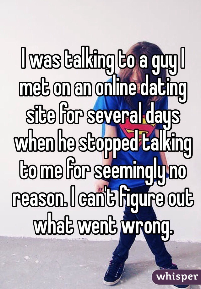 I was talking to a guy I met on an online dating site for several days when he stopped talking to me for seemingly no reason. I can't figure out what went wrong. 