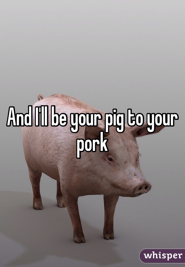 And I'll be your pig to your pork 