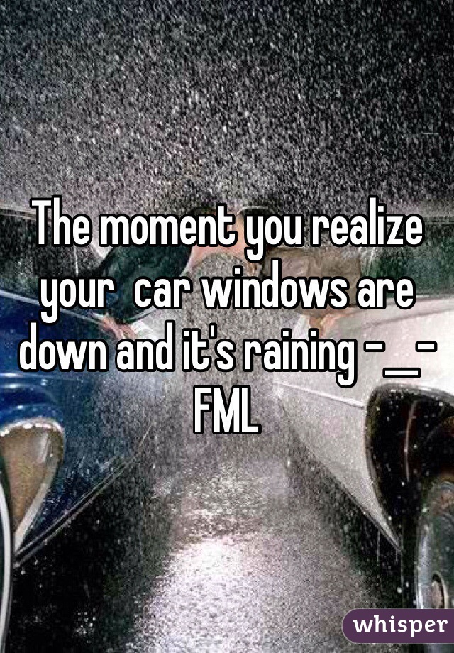 The moment you realize your  car windows are down and it's raining -__- FML