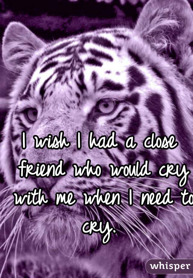 I wish I had a close friend who would cry with me when I need to cry. 