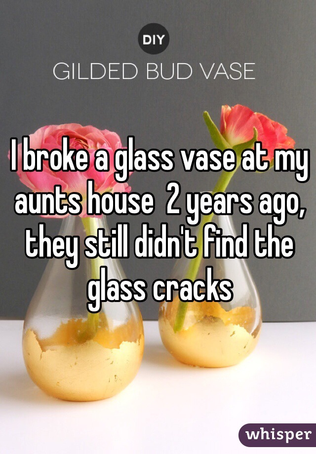 I broke a glass vase at my aunts house  2 years ago, they still didn't find the glass cracks