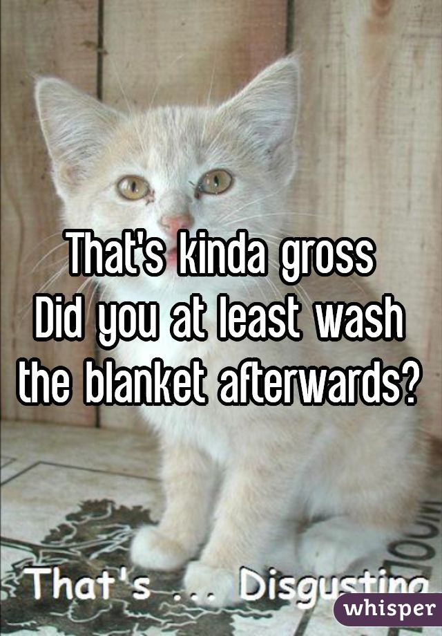 That's kinda gross
Did you at least wash the blanket afterwards?