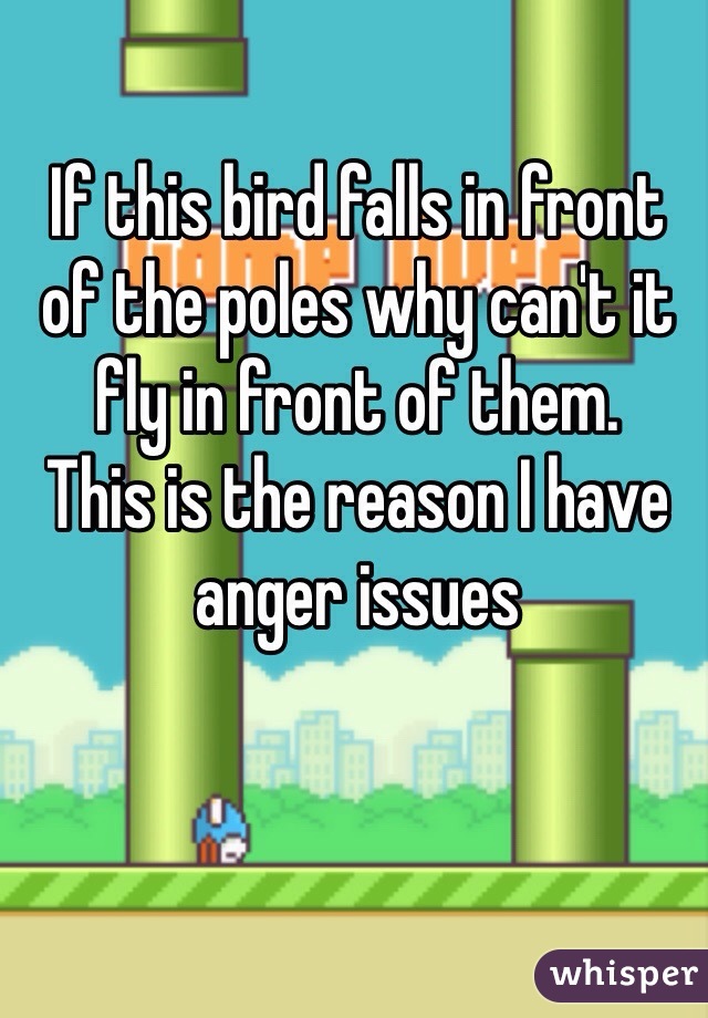 If this bird falls in front of the poles why can't it fly in front of them. 
This is the reason I have anger issues 