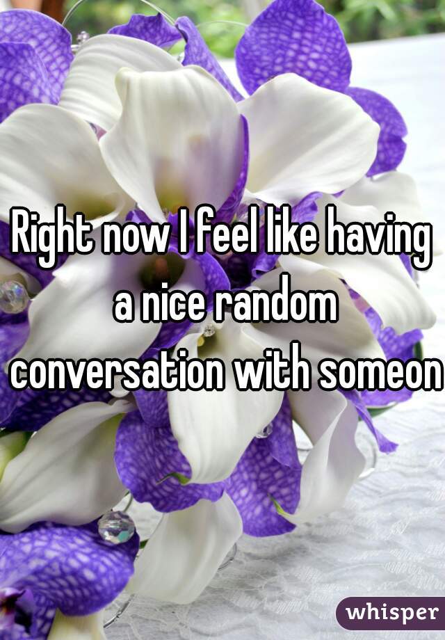 Right now I feel like having a nice random conversation with someone