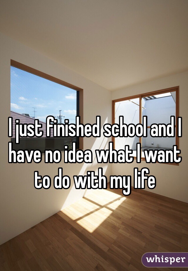 I just finished school and I have no idea what I want to do with my life