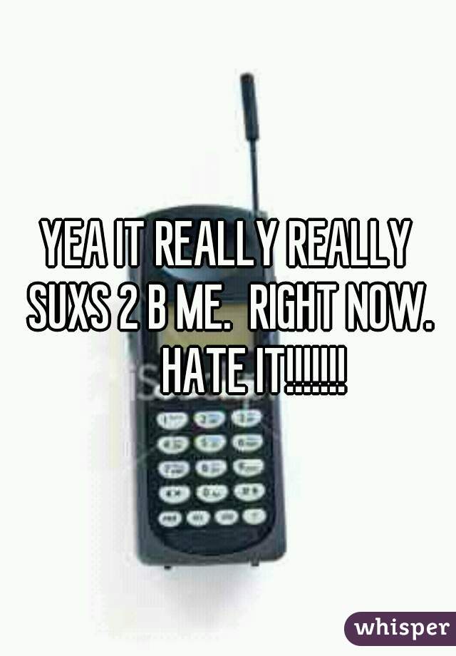 YEA IT REALLY REALLY SUXS 2 B ME.  RIGHT NOW.
      HATE IT!!!!!!!