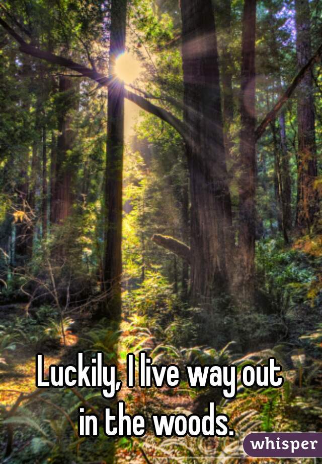 Luckily, I live way out
in the woods. 