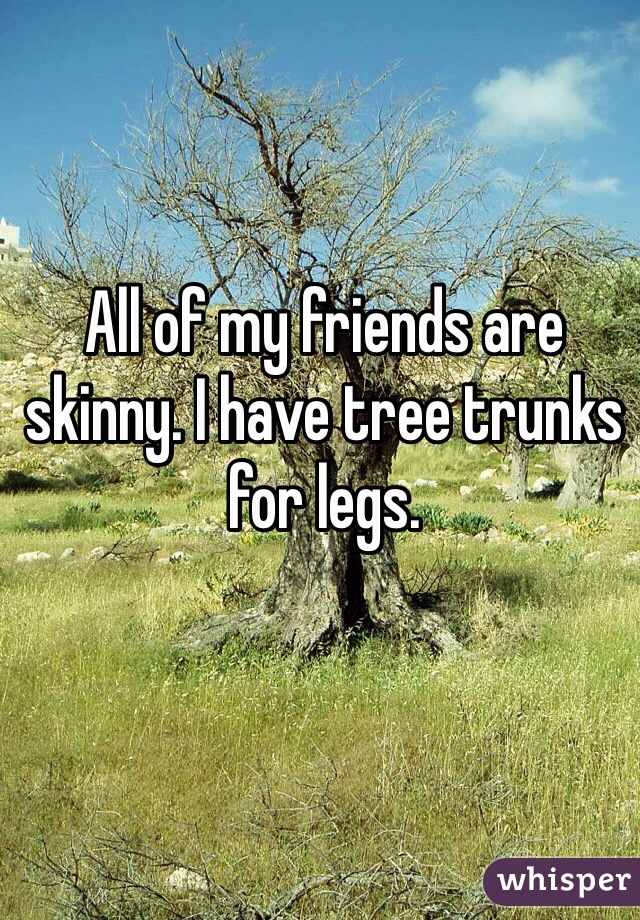 All of my friends are skinny. I have tree trunks for legs. 