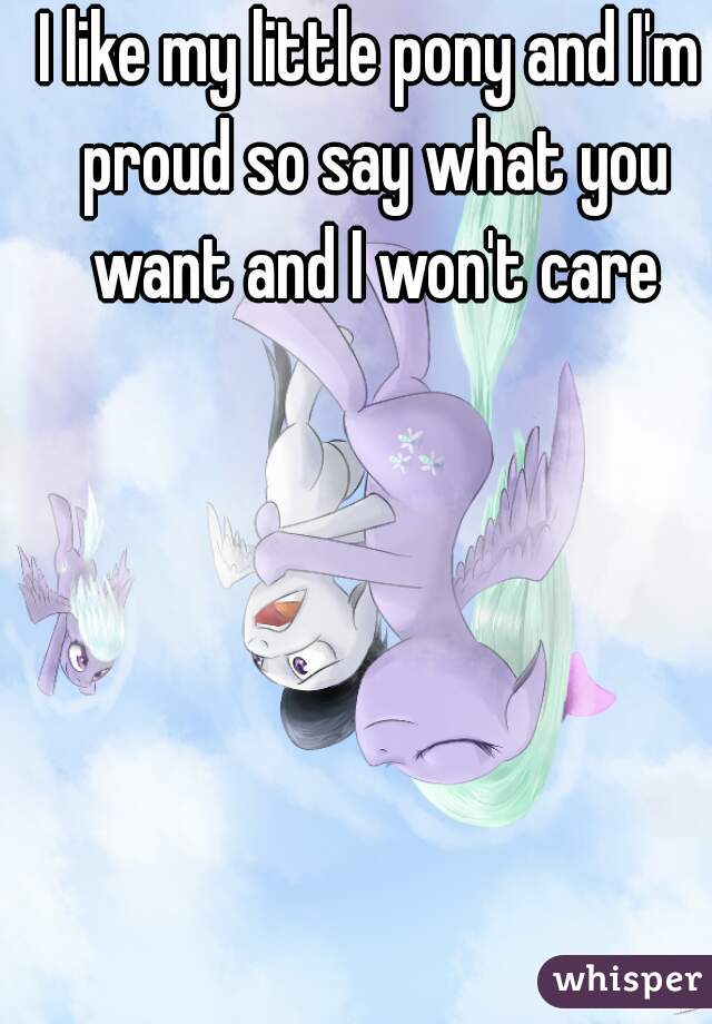 I like my little pony and I'm proud so say what you want and I won't care