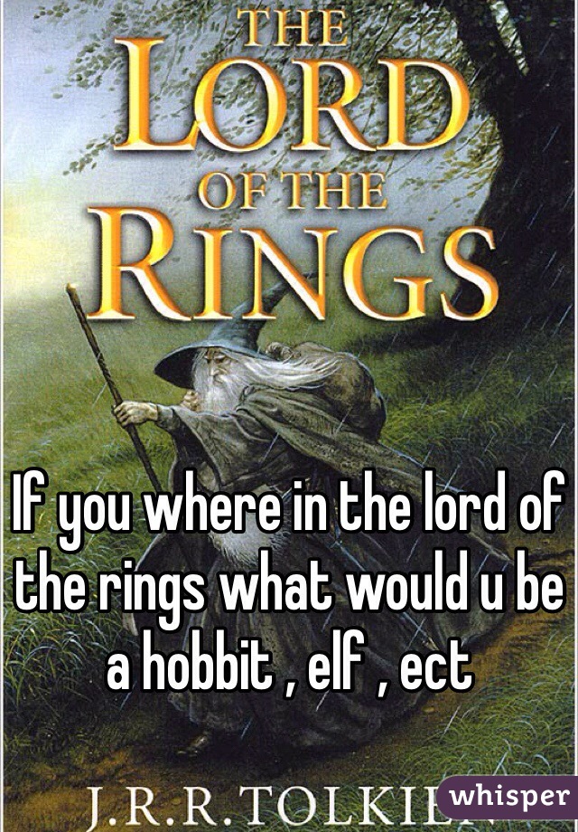 If you where in the lord of the rings what would u be a hobbit , elf , ect