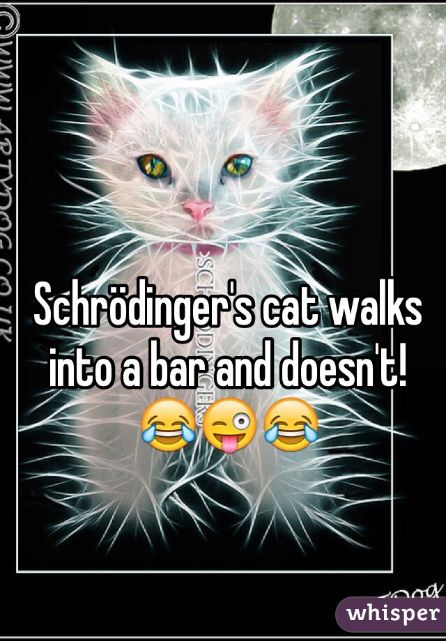 Schrödinger's cat walks into a bar and doesn't! 
😂😜😂