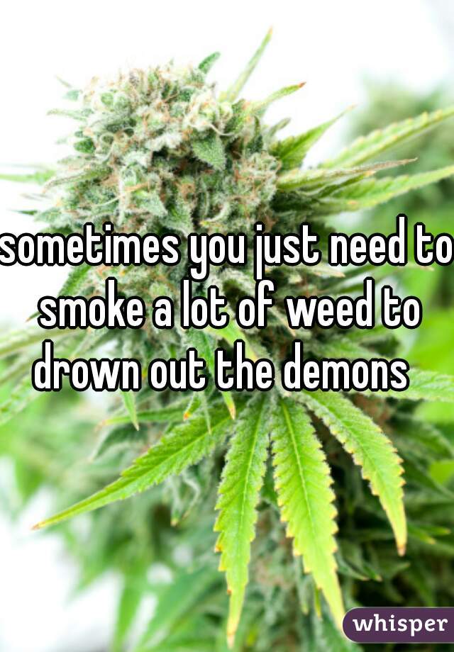 sometimes you just need to smoke a lot of weed to drown out the demons  